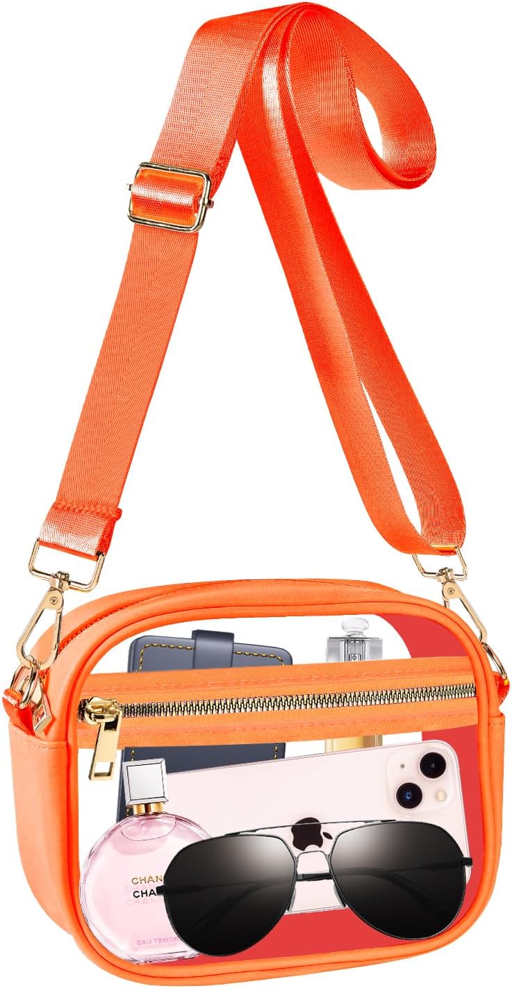 Fibrdoo Clear Bag Stadium Approved, Leather Clear Crossbody Purse Bag for Concerts Sports Events Festivals - Image 1